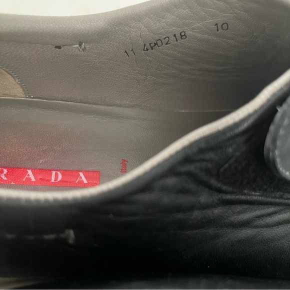 PRADA Leather Loafers Shoes Slip On Hook Loop Closure Made in Italy Mens Size 11 - Picture 8 of 10